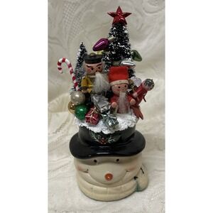 Vintage Snowman Vase‎ Christmas Wooden Ornaments Toys Assemblage Display Gift